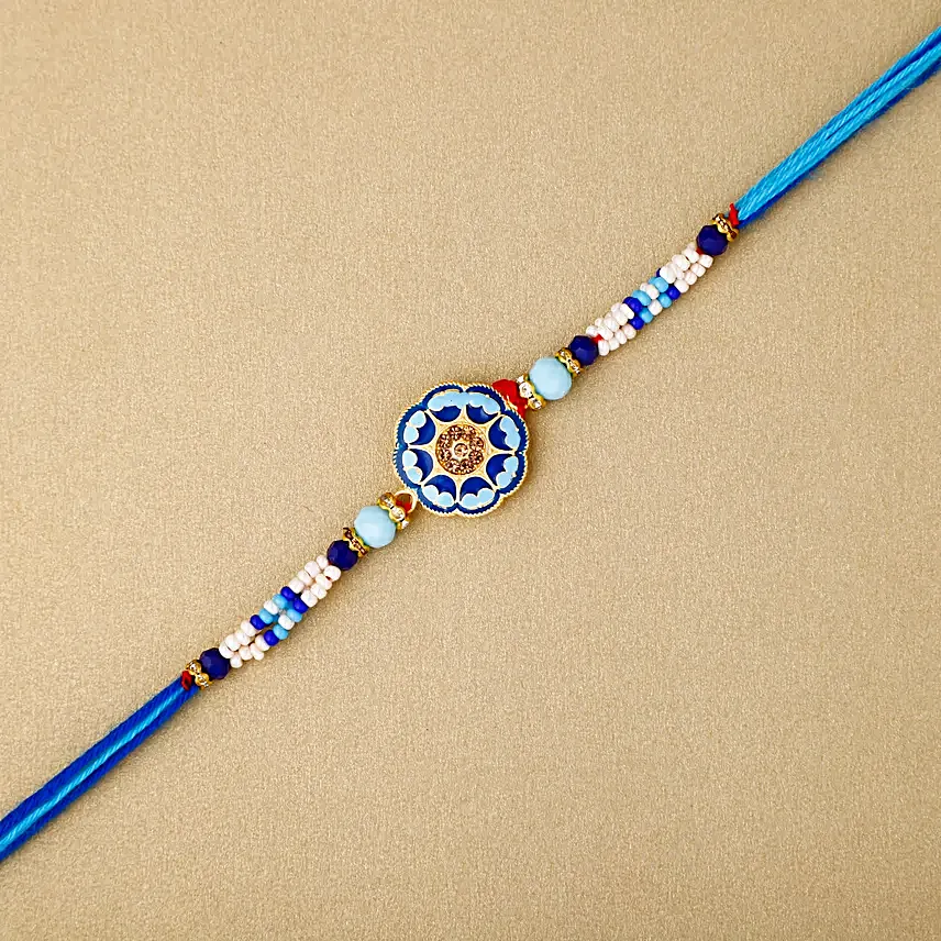 Floral Blue Meenakari Rakhi