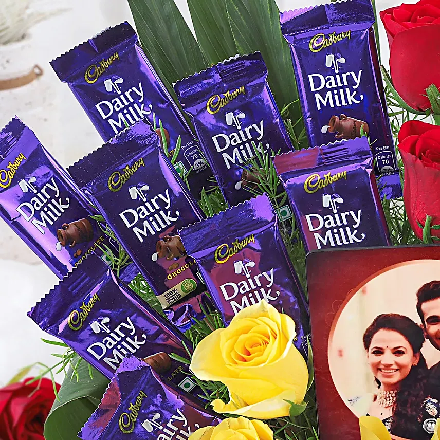 Online  Bouquet With Chocolates And Ganesha Table Top