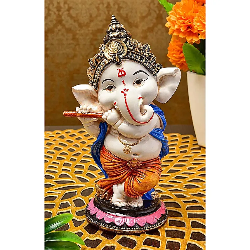 Flute Playing Ganesha Idol