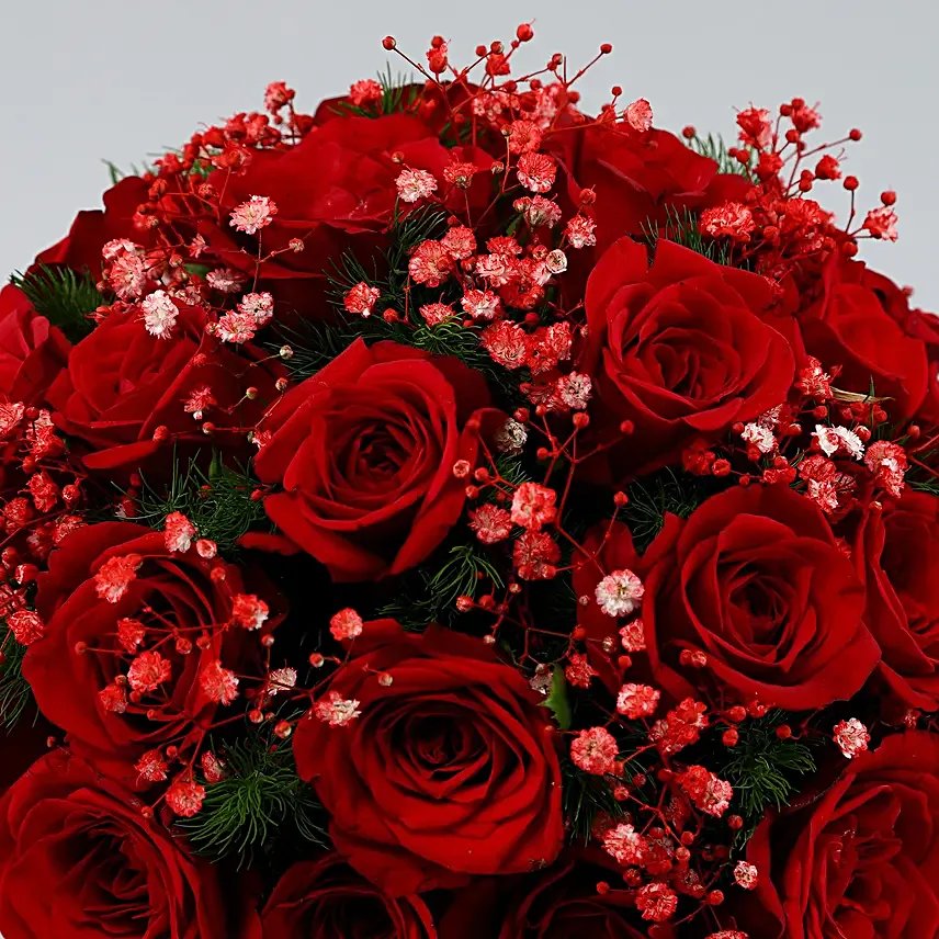Forever Love Red Roses Glass Vase