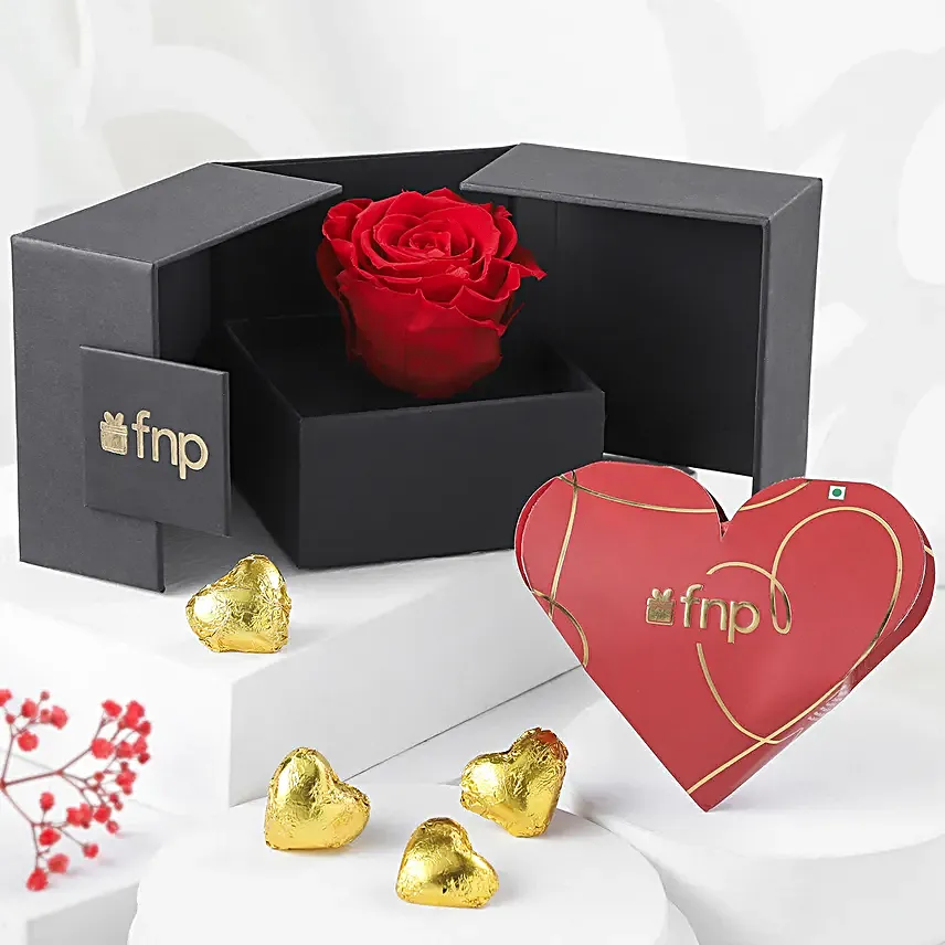 Forever Red Rose N chocolate Set