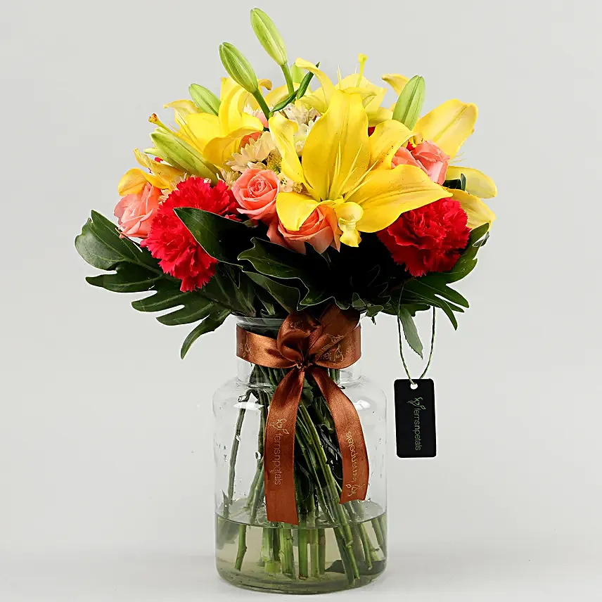Online Mix Flowers In Fishbowl Vase