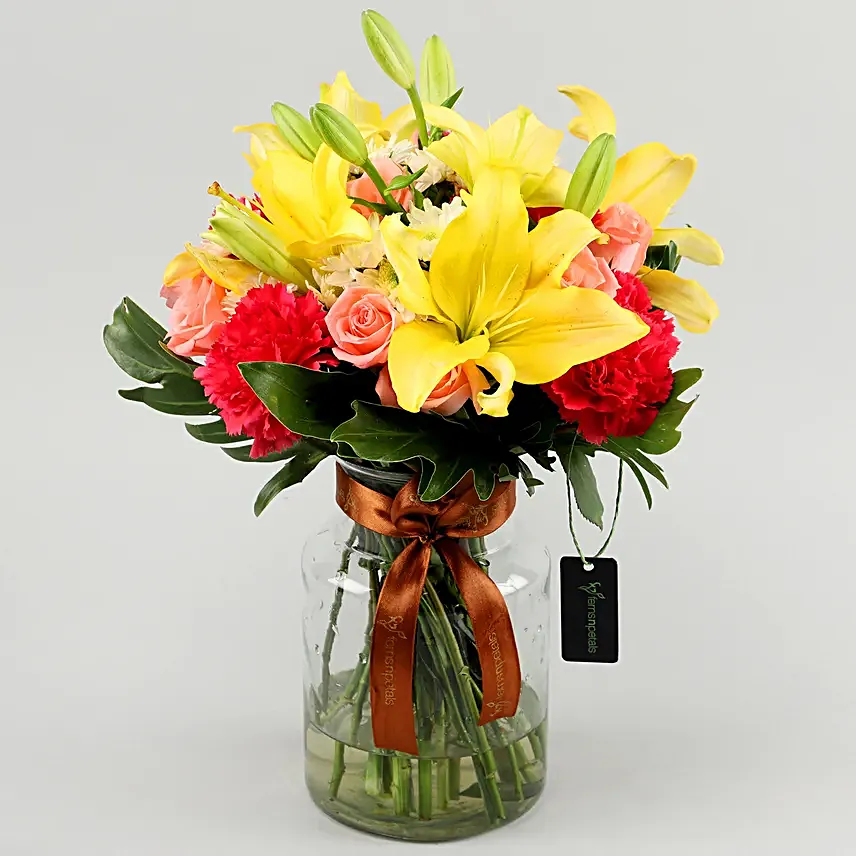 Online Mix Flowers In Fishbowl Vase