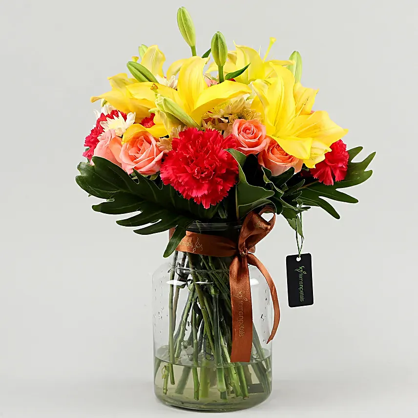 Online Mix Flowers In Fishbowl Vase