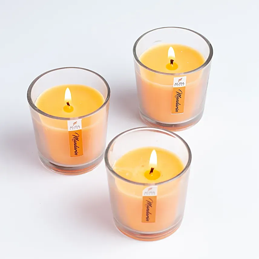 Fragrant Votive Glass Set Mandarin