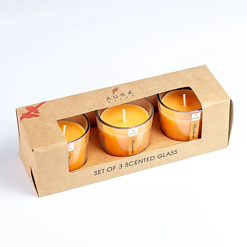 Fragrant Votive Glass Set Mandarin