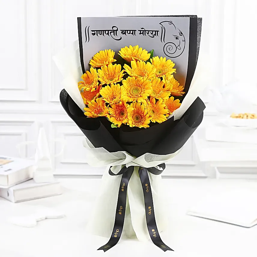 Ganesh Chaturdasi Sunshine Gerberas Bouquet