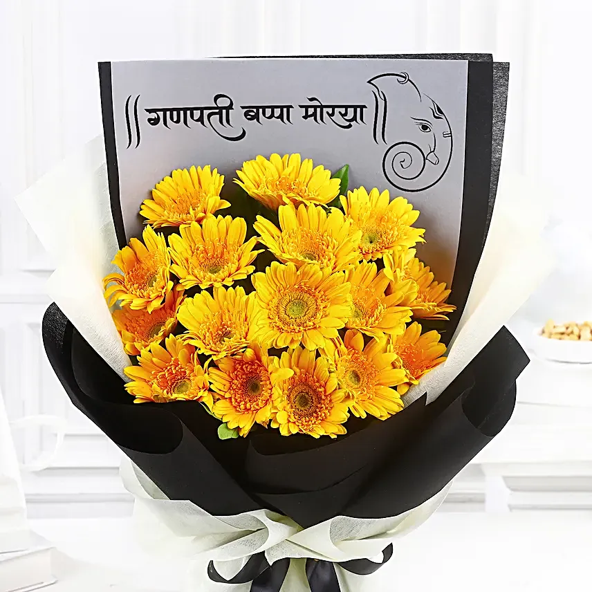 Ganesh Chaturdasi Sunshine Gerberas Bouquet