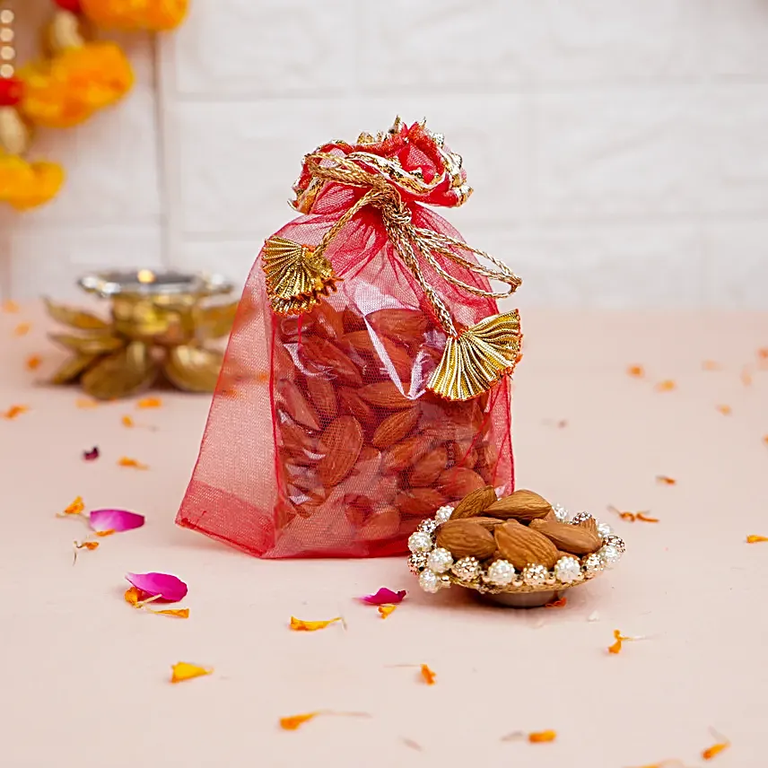 Ganesha Blessings Pooja Thali N Almonds Combo
