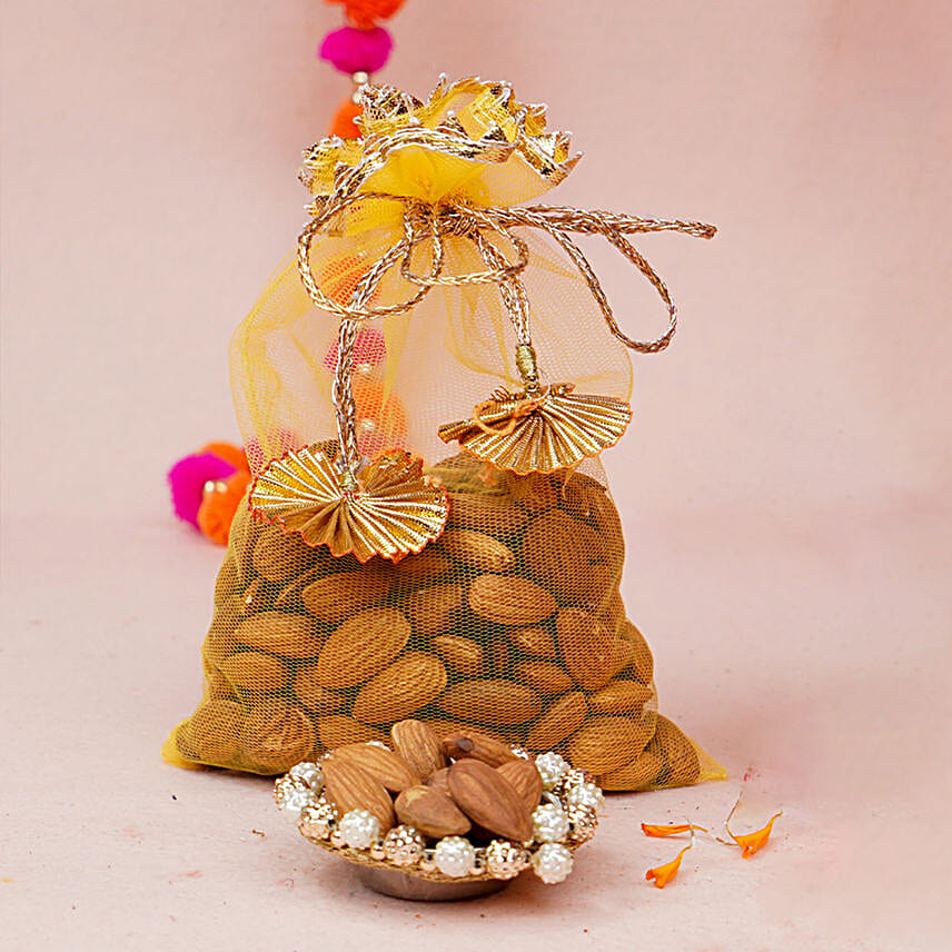 Ganesha Thali N Almonds Bhaidooj Potli Gift