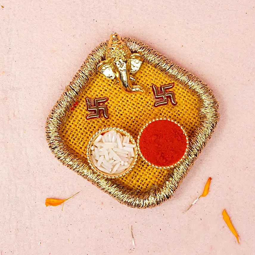 Ganesha Thali N Almonds Bhaidooj Potli Gift