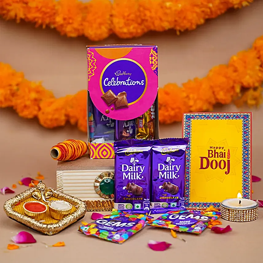 Ganesha Thali N Cadbury Celebrations Bhaidooj Gift
