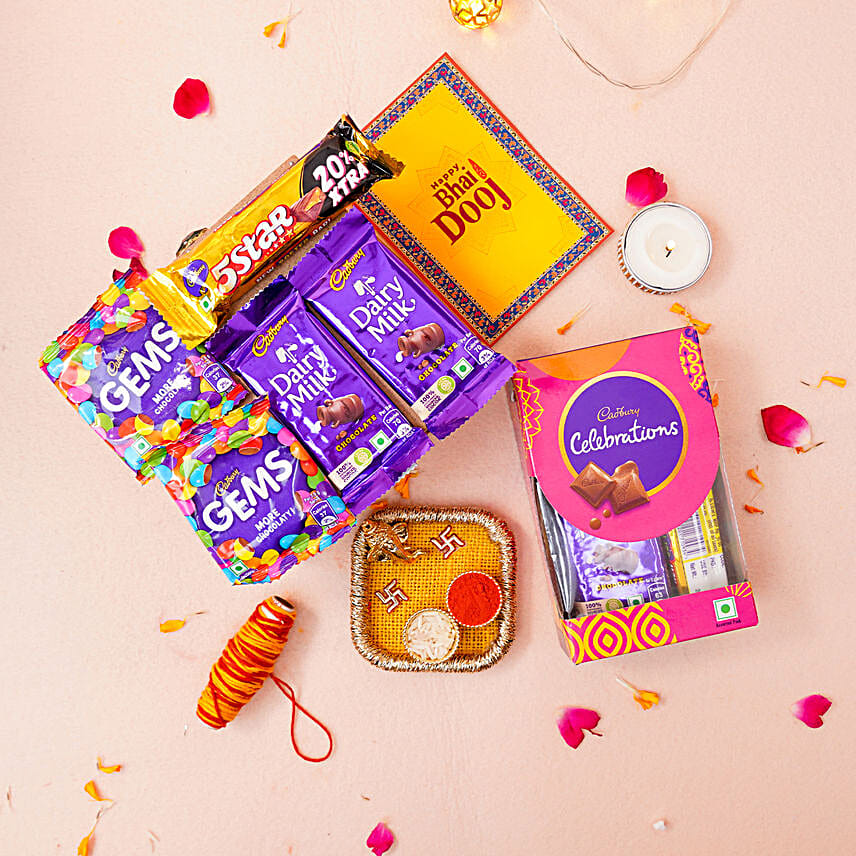 Ganesha Thali N Cadbury Celebrations Bhaidooj Gift
