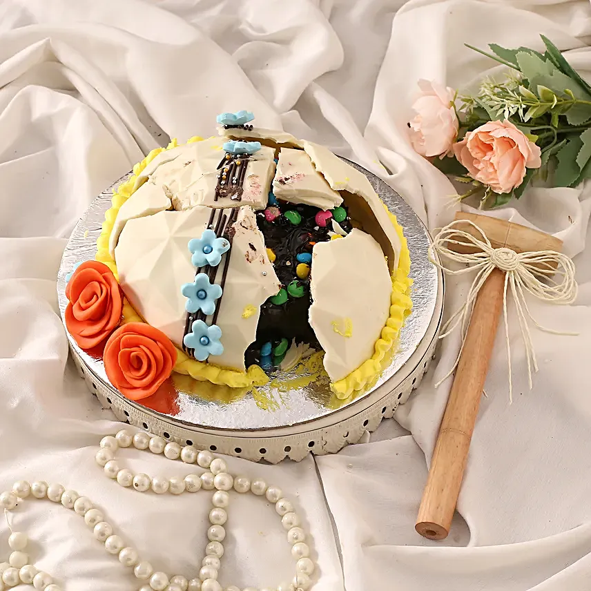 Gems Filled Floral Pinata Cake 1 Kg