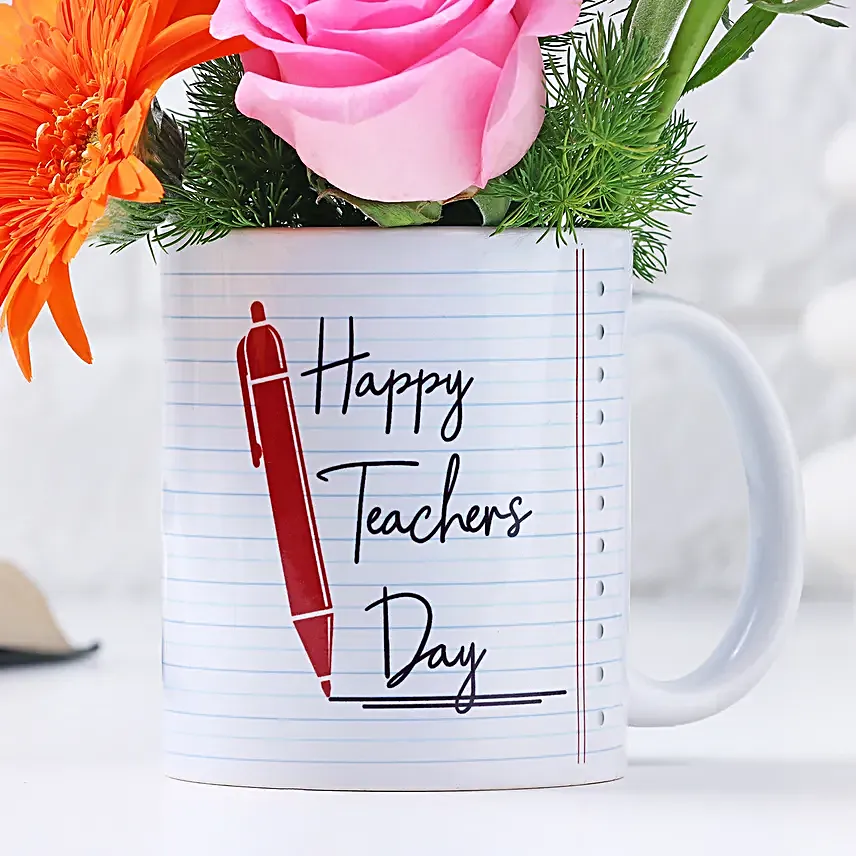Gerbera and Rose Teachers Day Mug