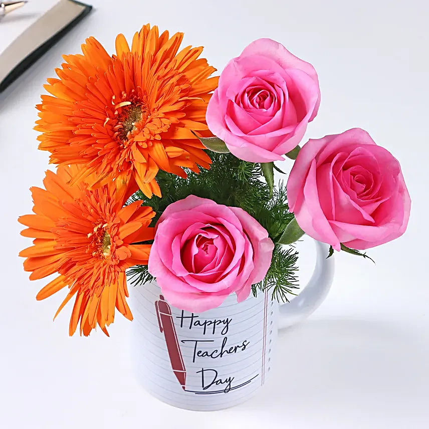 Gerbera and Rose Teachers Day Mug