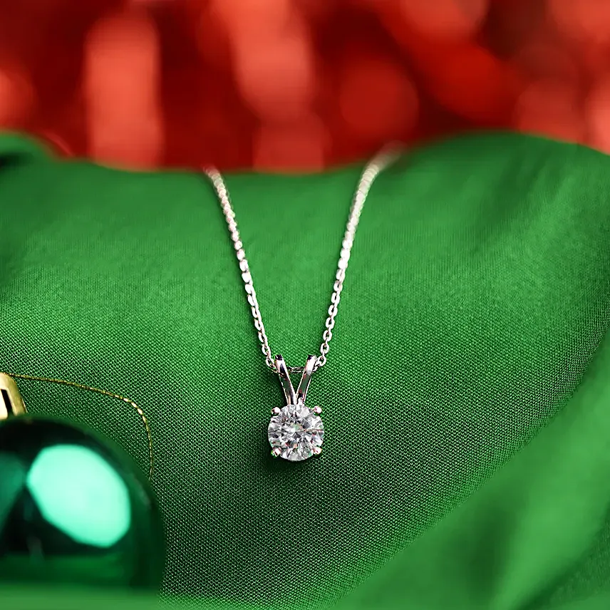 GIVA Silver Zircon Pendant With Chain