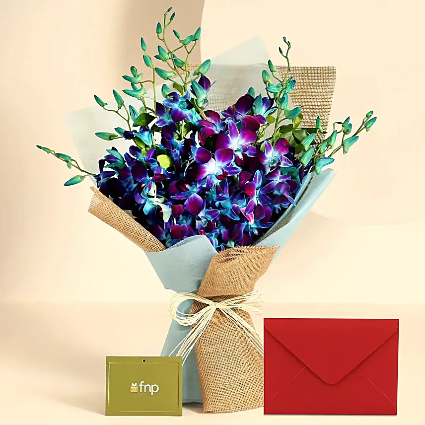 Gleaming Love Purple Orchids Bouquet