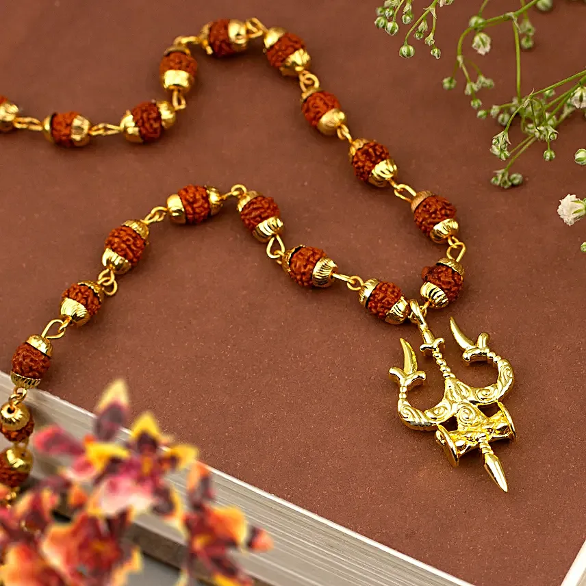 Gold Capped Rudraksha Chain
