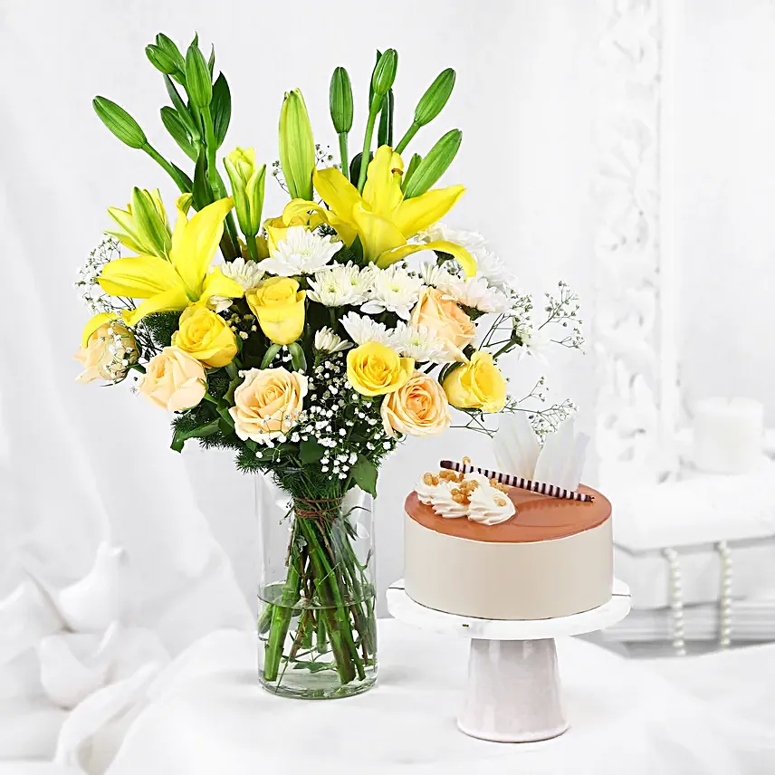 Golden Bliss Bouquet N Cake
