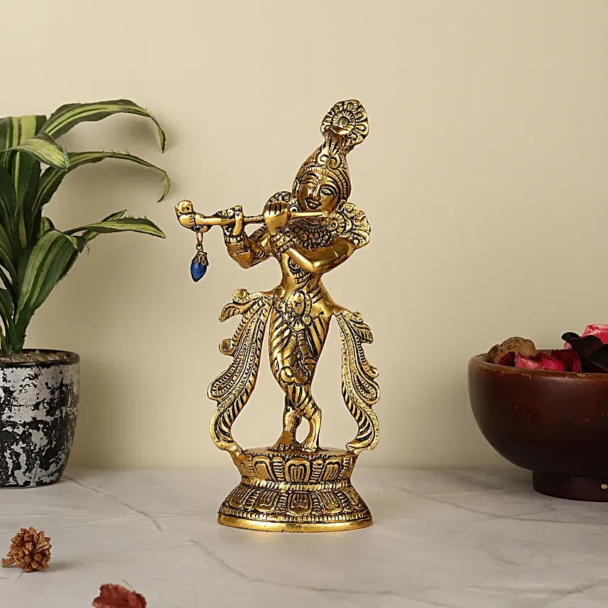 Golden Grace Krishna Idol