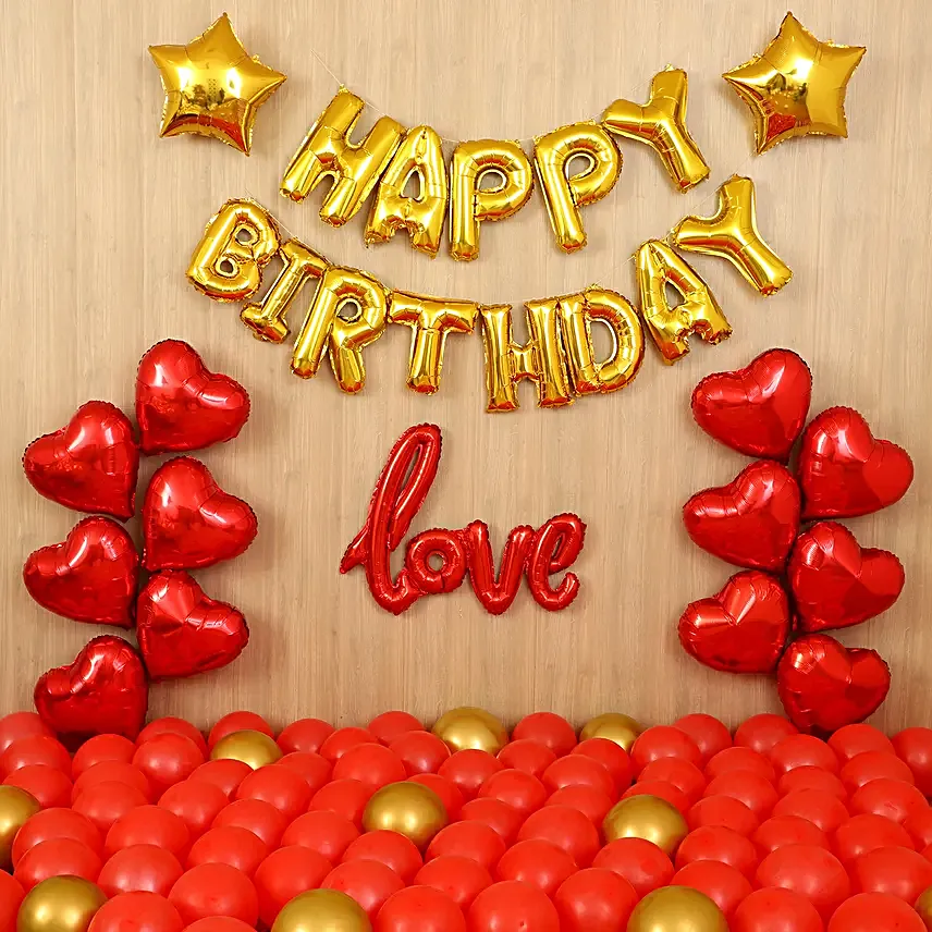Golden Themed Birthday Balloon Décor
