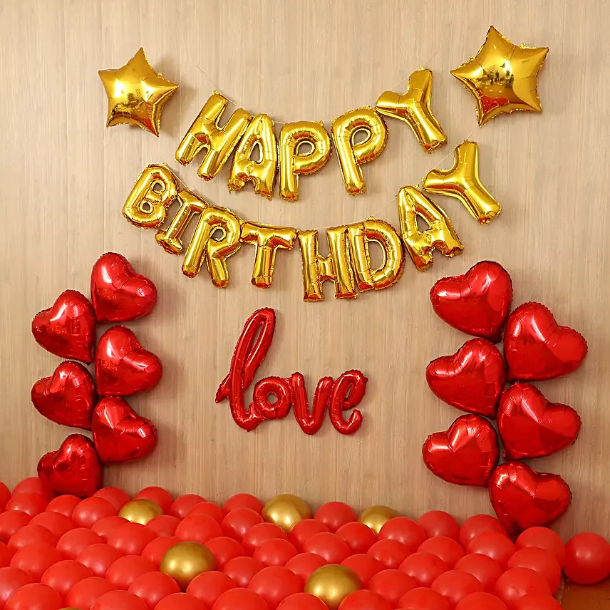 Golden Themed Birthday Balloon Décor