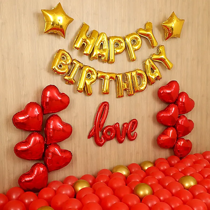Golden Themed Birthday Balloon Décor