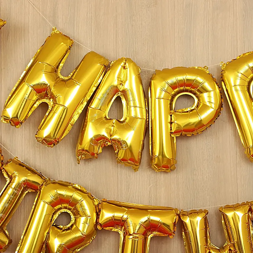 Golden Themed Birthday Balloon Décor