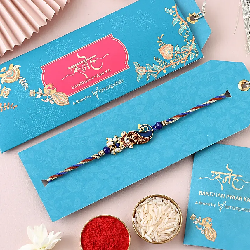 Graceful Peacock Swirl Rakhi