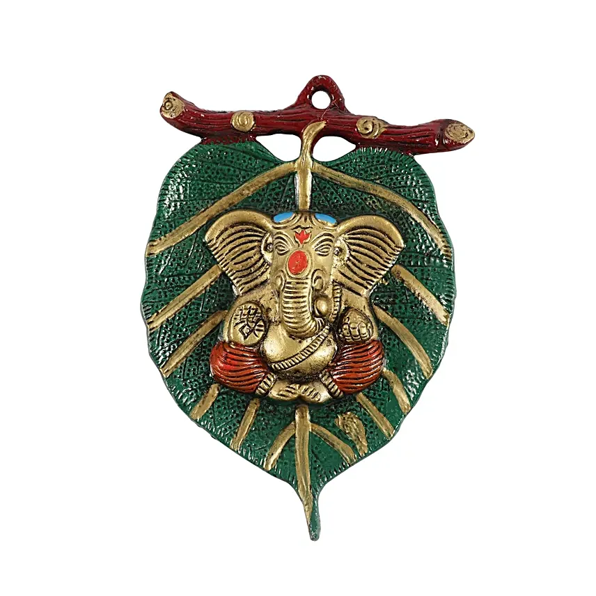 Green Leaf Ganesha Idol