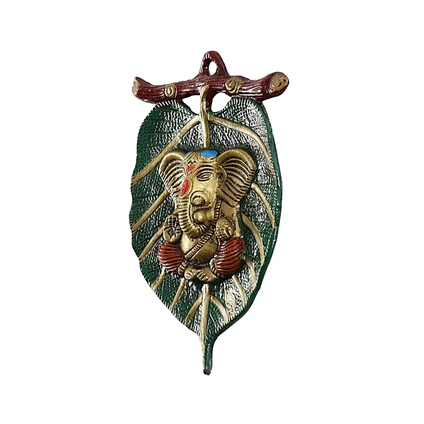 Green Leaf Ganesha Idol
