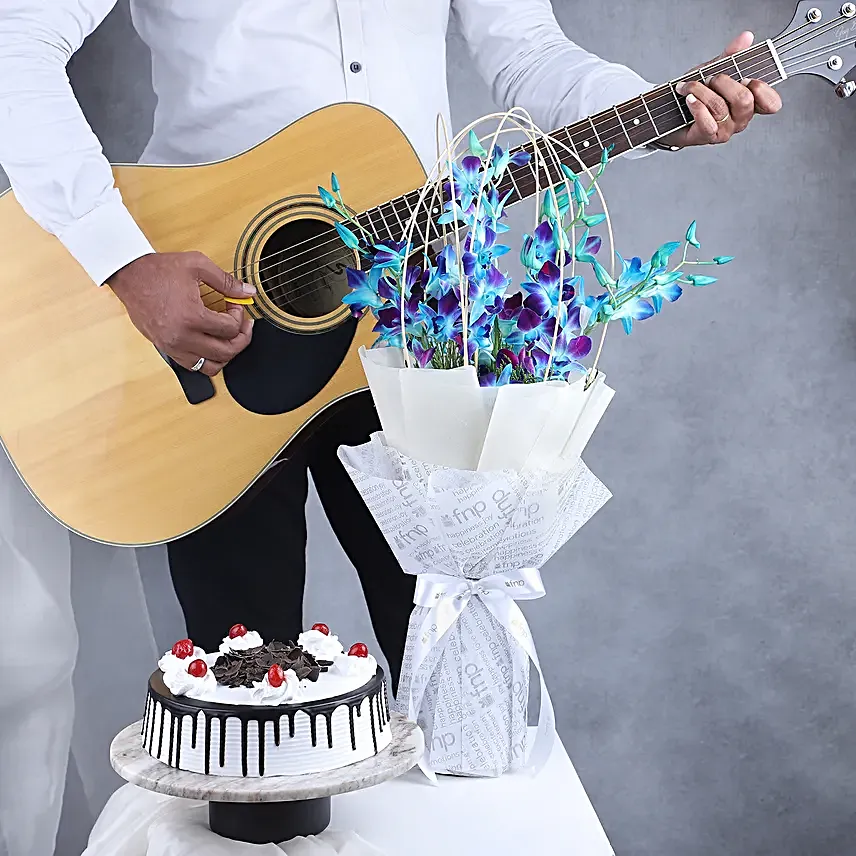 Guitar Notes N Blue Orchid Hues Combo