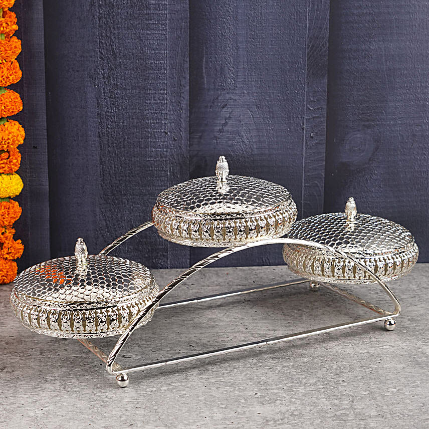 Hamsa Pancham Rakhi Set N Dryfruits Silver Boxes