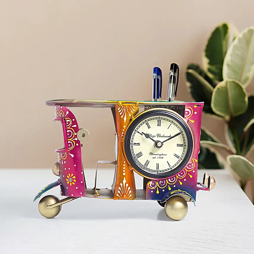 Handcrafted Pen Stand Cum Clock