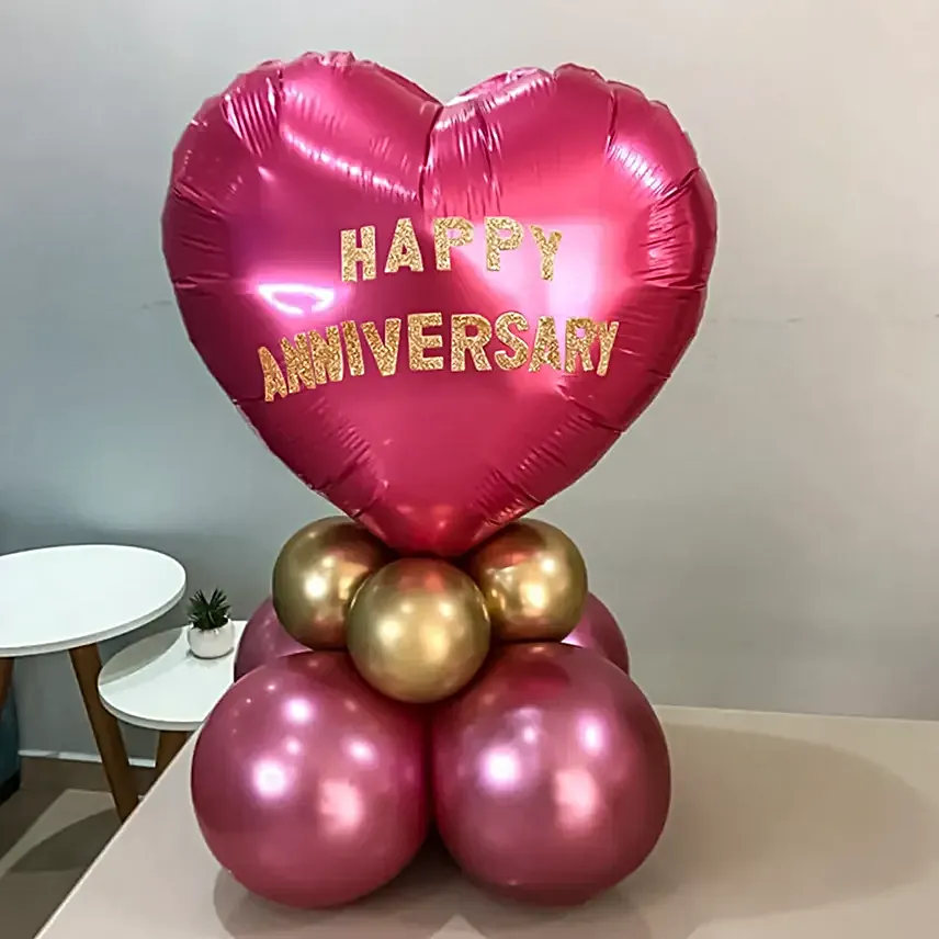 Happy Anniversary Chrome Balloon Set Pink