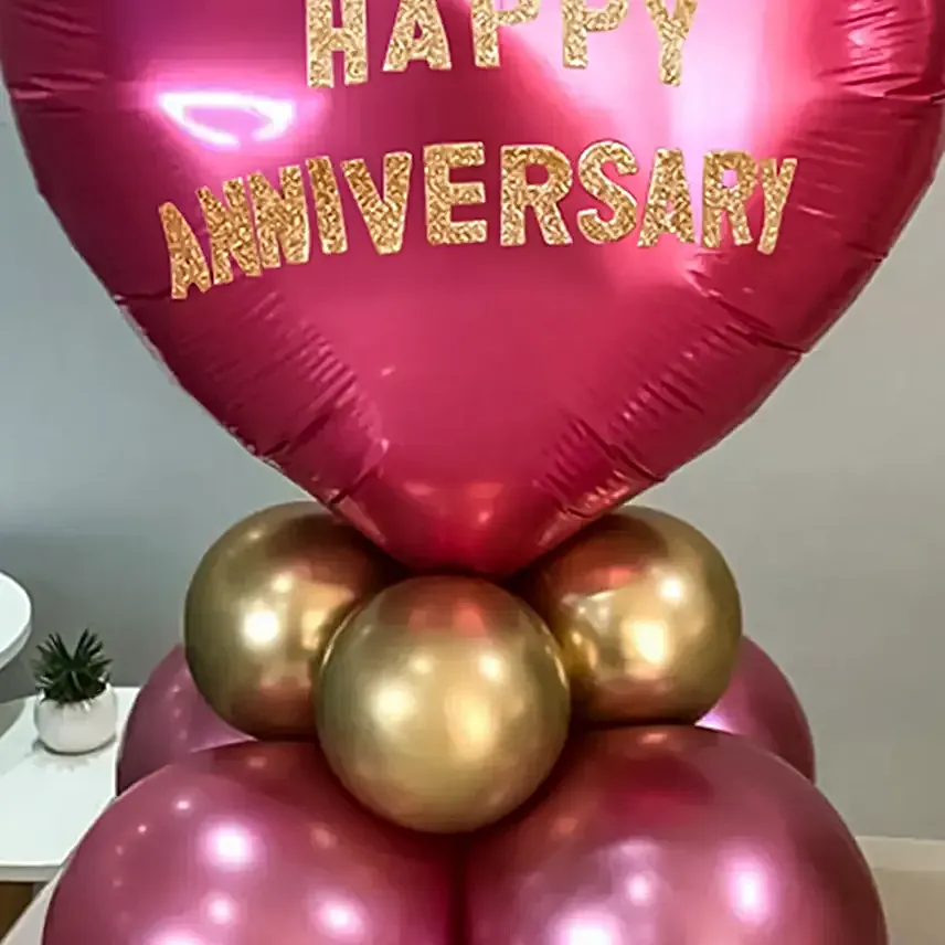 Happy Anniversary Chrome Balloon Set Pink
