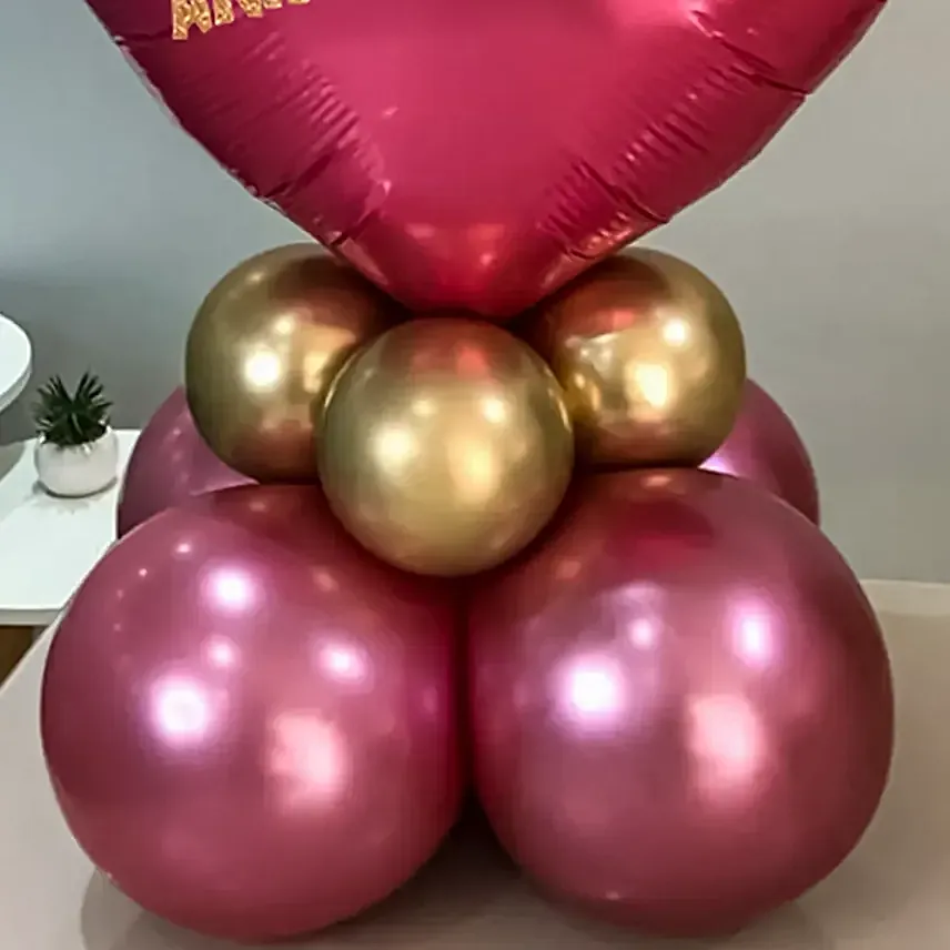 Happy Anniversary Chrome Balloon Set Pink