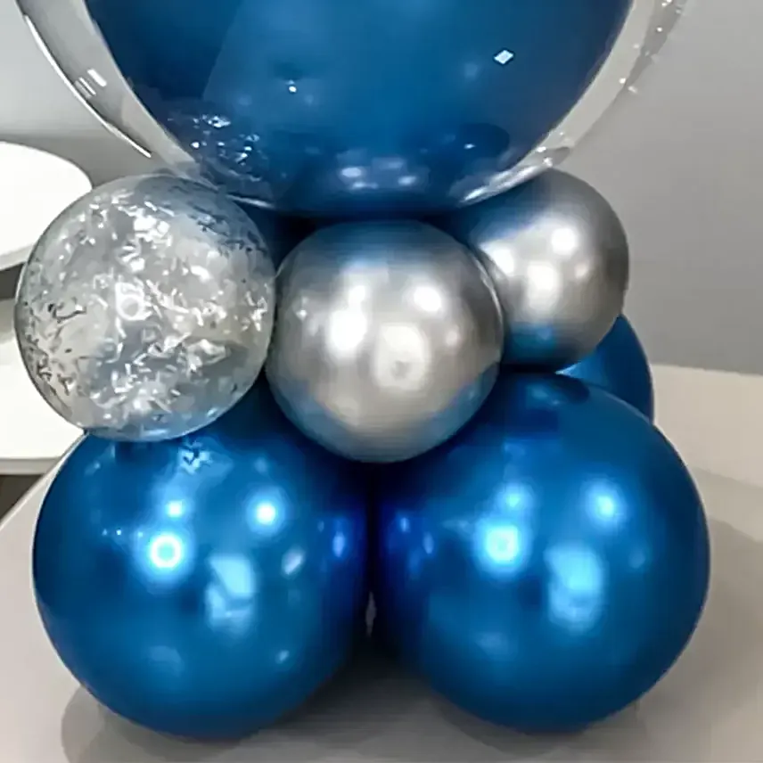 Happy Birthday Chrome Balloon Set Blue