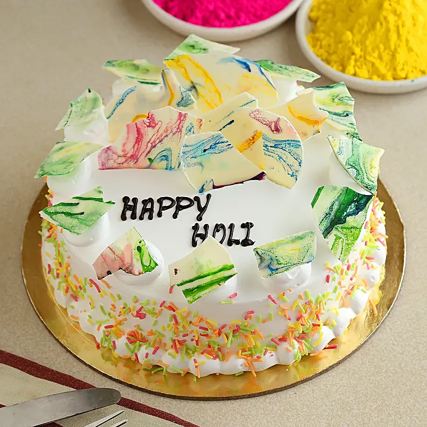 Happy Holi Vanilla Cake- Half Kg