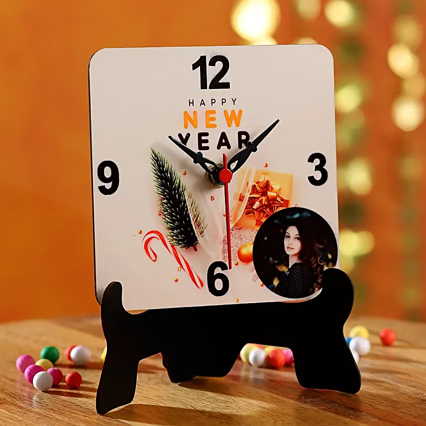printed happy new year table clock