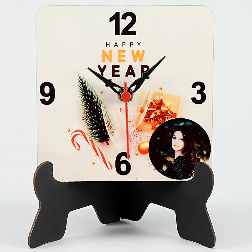 printed happy new year table clock