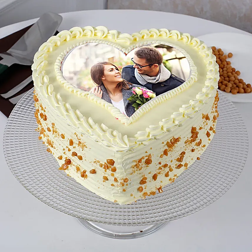 Heart Shape Personalised Butterscotch Cake
