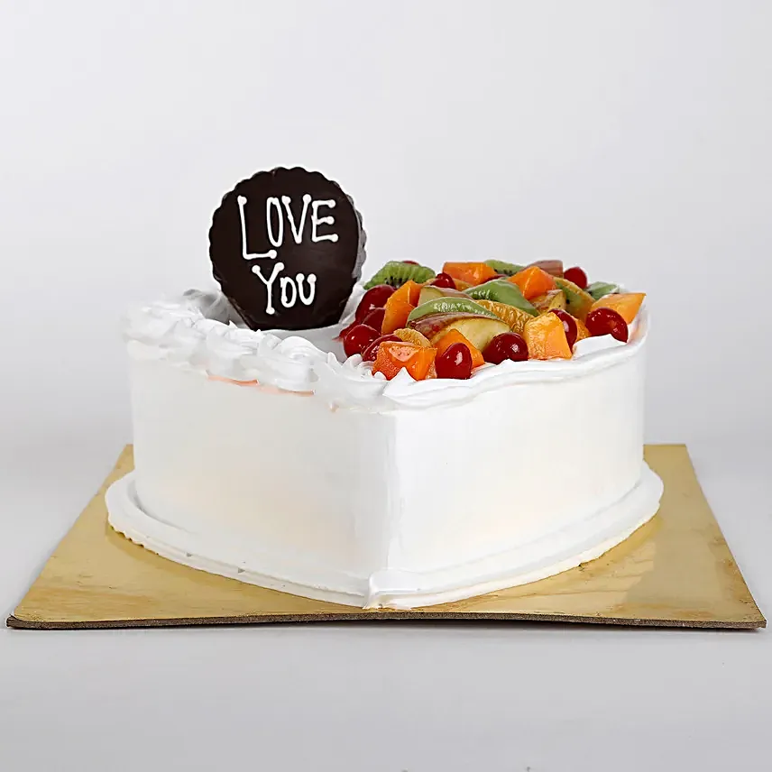 Creamy fruit  heart shape cake online