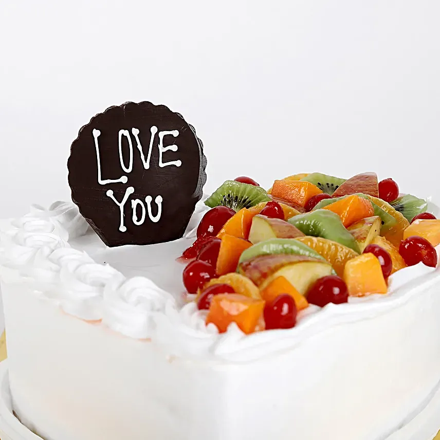 Creamy fruit  heart shape cake online