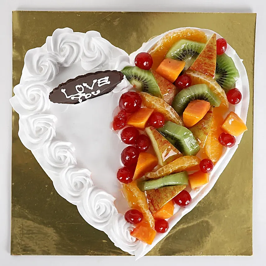 Creamy fruit  heart shape cake online