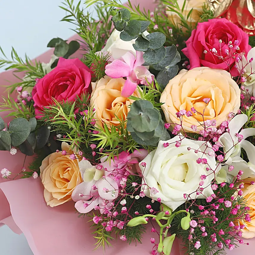 Heavenly Mixed Flowers Wooden Tray