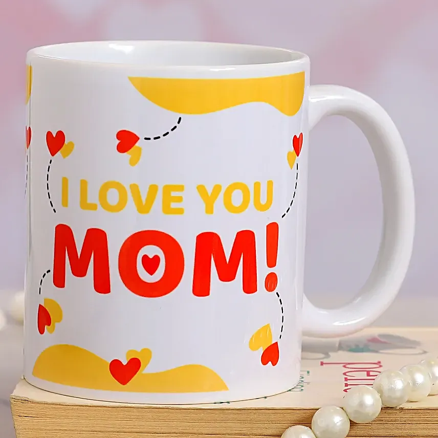 I love U Mom Heart Print Mug