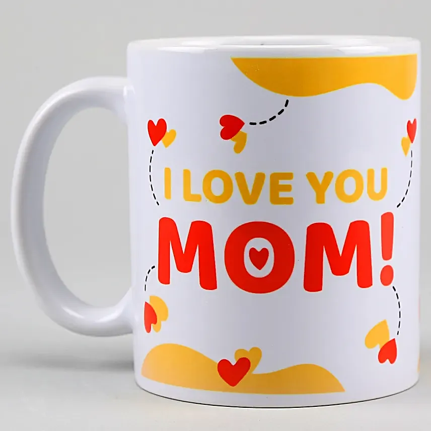I love U Mom Heart Print Mug
