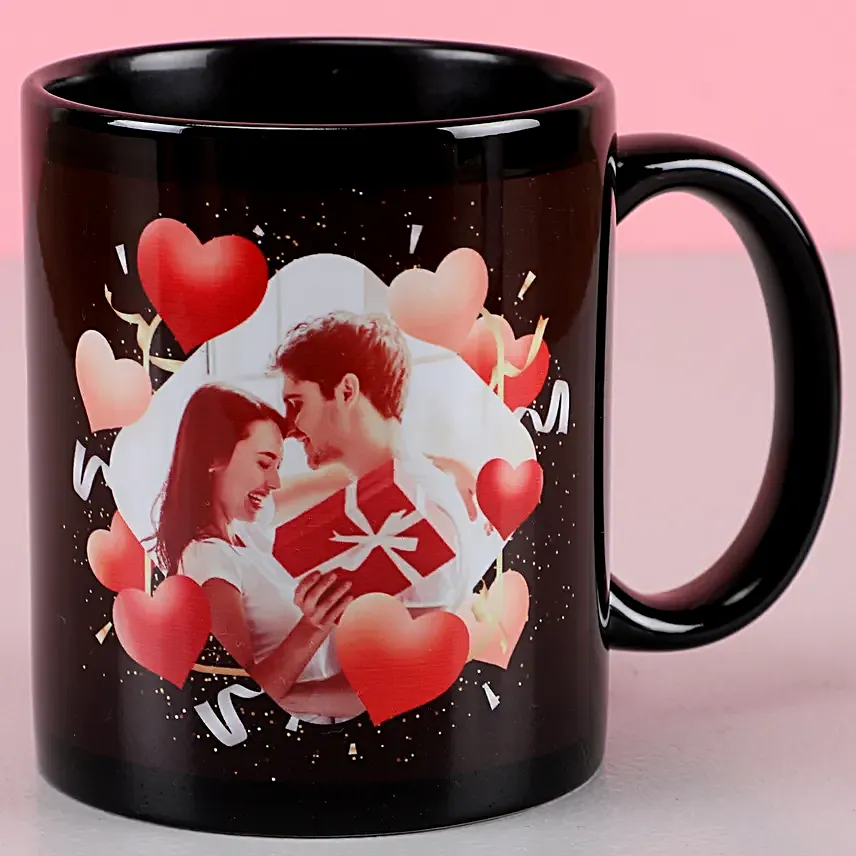 Deeply Romantic Black Personalised Mug